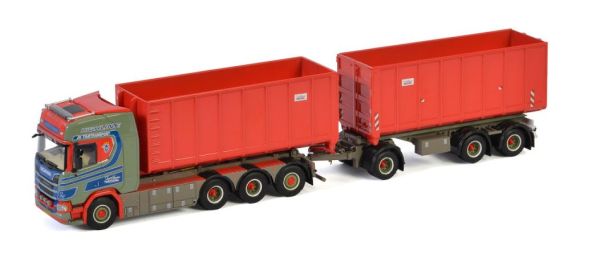 WSI01-3186 - SCANIA S Highline CR20H 8x4 bakwagen met haakarm en 1+1 as aanhangwagen JAN HANSEN - 1