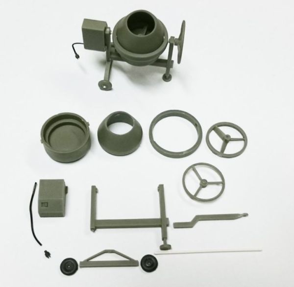 ART04850 - Grijze cementmixer bouwpakket 45 x 45 mm om te monteren en te schilderen - 1