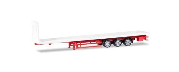 HER076845 - 3-assige platte vrachtwagen met rood chassis - 1