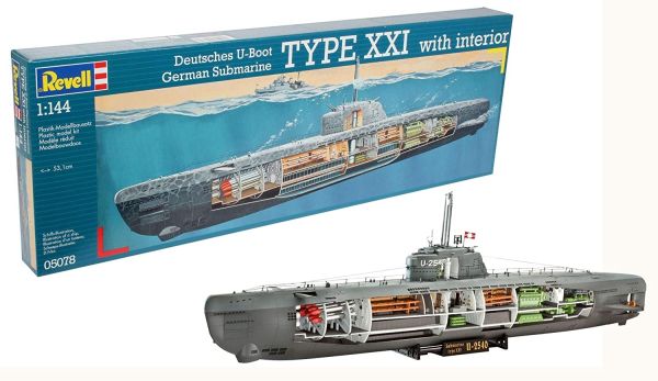 REV05078 - Deutsches U-Boot Typ XXI onderzeeërs mit Interieur om te monteren en te schilderen - 1
