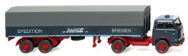 WIK051404 - MAN 4x2 met dekzeiloplegger 2 Assen SPED. SCHMIDT - 1