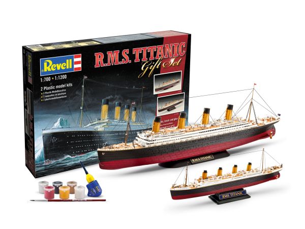 REV05727 - 2 1/700 en 1/1200 RMS TITANIC schaalmodellen met schilderij om te monteren - 1