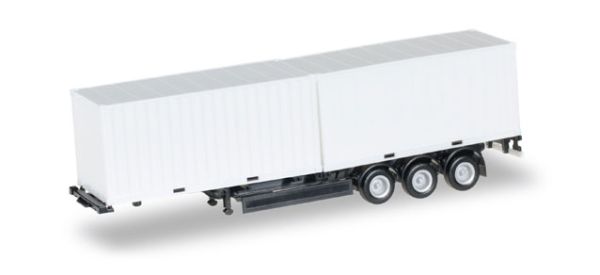 HER076494-002 - 3-assige containertrailer met twee witte containers van 20 voet - 1