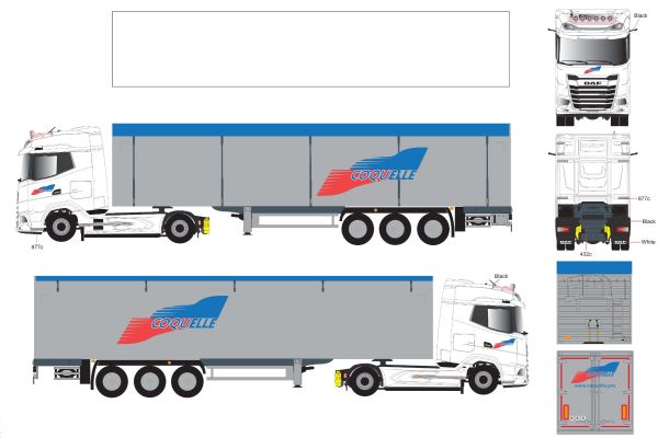 ELI118513 - DAF XG 4x2 met 3-assige schuifvloeroplegger COQUELLE Transport - 1