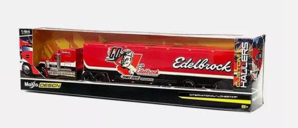 MST12418EDELBROCK - INTERNATIONAL Lonestar 6x4 rood 2020 met aanhangwagen 2 assen - EDELBROCK - 1