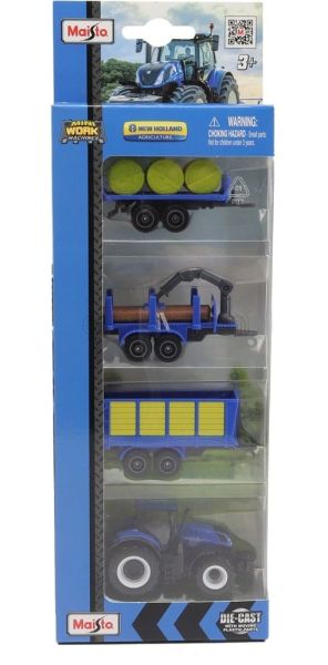 MST12563-A - NEW HOLLAND T7.185 HD-set met 3 aanhangwagens - 1