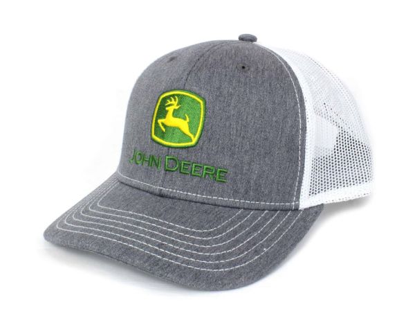 JA1308-3346-HGWH - JOHN DEERE Grijze pet met witte gaasrug - 1