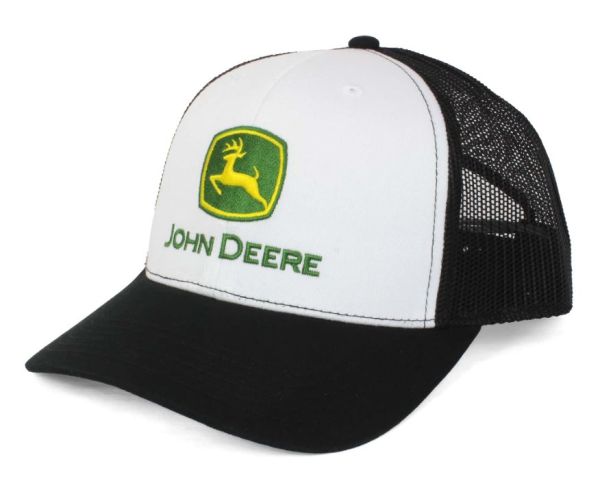 1308-3346-WHBK - Zwart-witte JOHN DEERE pet met mesh achterkant - 1