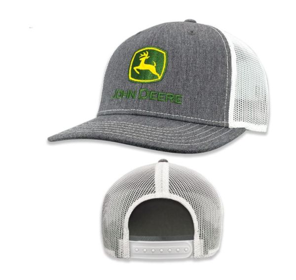 MC13083346HG - Grijze en witte JOHN DEERE mesh-dop - 1