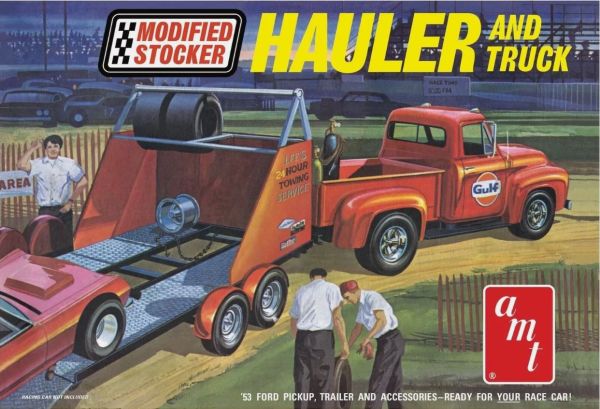 AMT1310/12 - FORD Pick-up met GULF-autotransportaanhangwagen om te monteren en te schilderen - 1
