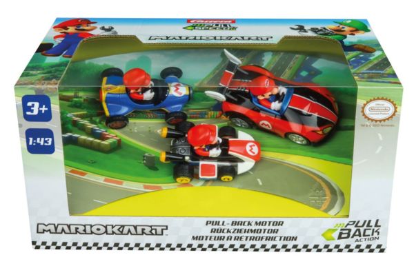 CARRERA15813016 - 3 Friction voertuigen met coureur MARIO KART - 1