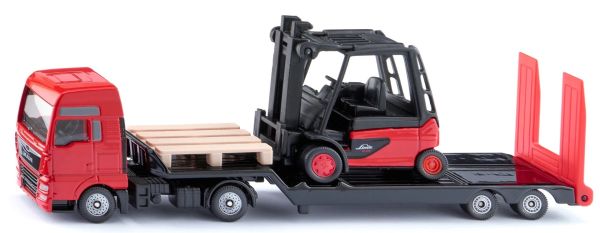 SIK1763 - MAN Lkw 4x2 met dieplader en LINDE heftruck - 1