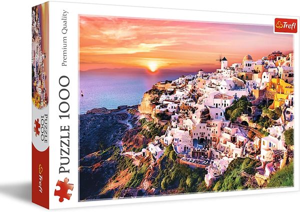 TRF10435 - Puzzel 1000 stukjes Een zonsondergang boven Santorini - 1