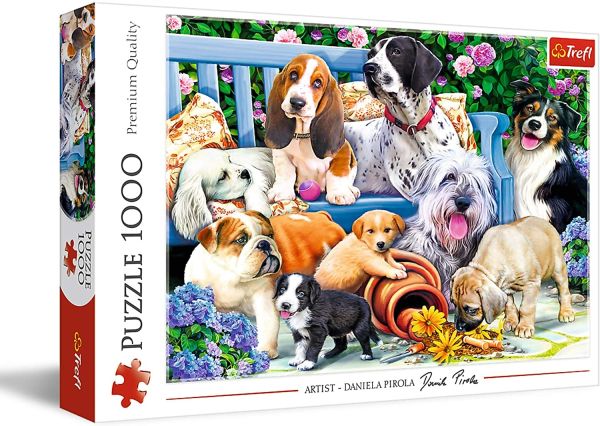TRF10556 - Puzzel van 1000 stukjes - Honden in de tuin - 1