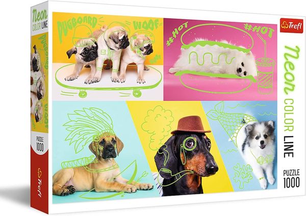 TRF10578 - Puzzel 1000 stukjes Honden met groene neonkleur - 1