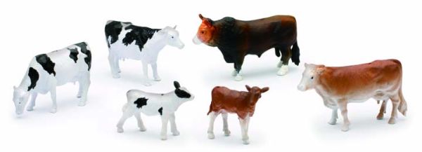 NEW05593E - Set van 3 staande koeien, 2 kalveren en 1 stier - 1