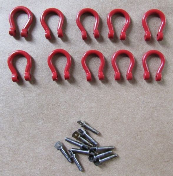YCC635-1 - Set van 10 Sluitingen 150/200 Ton (schroefdraad met bouten) Rood - 1