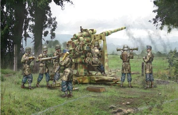 ITA15771 - 8.8cm Flak 37 kanon met bemanning om te monteren en te schilderen - 1