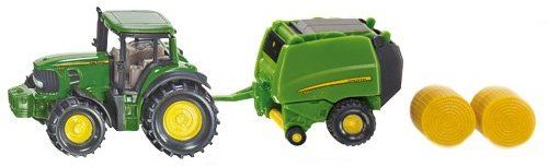 SIK1665 - Trekker JOHN DEERE 7530 met JOHN DEERE 990 balenpers en 2 balen - 1