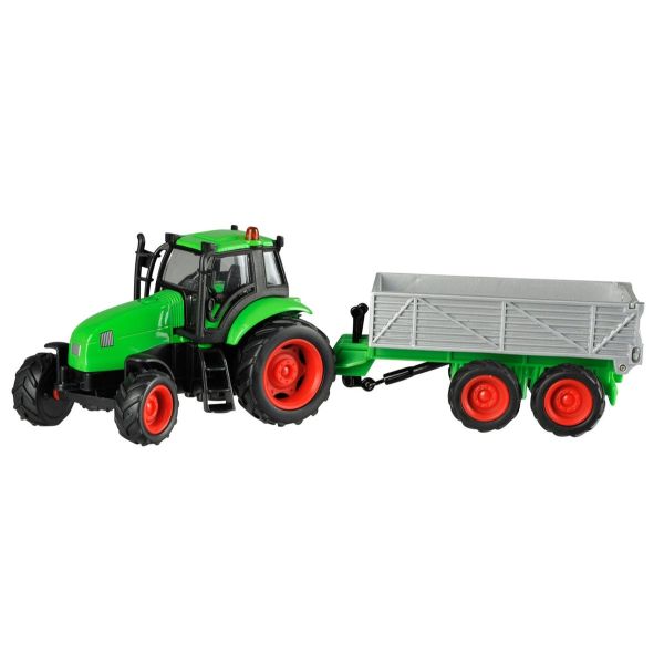 KID510653C - Groene velgen Rode wrijvingstractor met aanhanger - 1