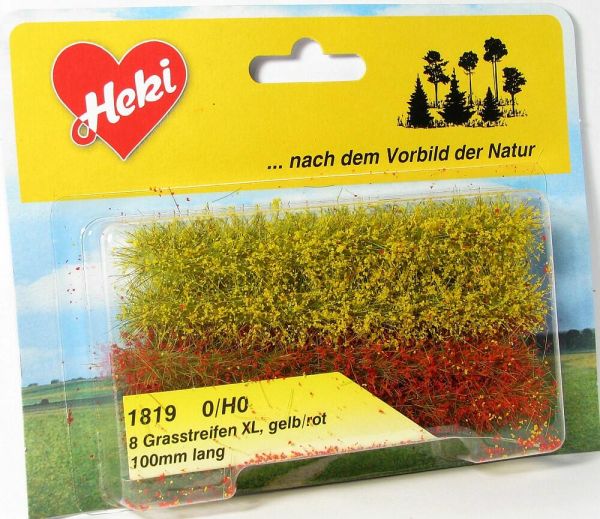 HEK1819 - Set van 8 gele en rode grasstroken 10 cm - 1