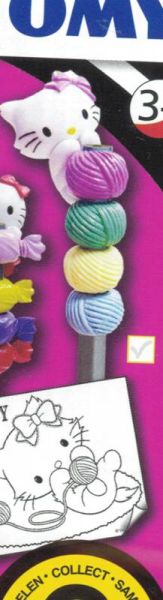 T8872D - Decoratiebol van garen HELLO KITTY voor potlood met een kleuring - 1