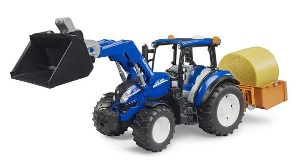 BRU2187 - NEW HOLLAND T5.120 met voorlader en kiepbak met vorken - 1