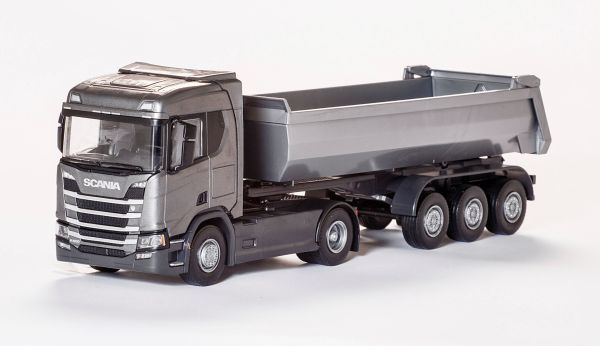 EMEK22483 - SCANIA R500 Next Generation grijs 4x2 met 3 assen aanhangwagen - 1