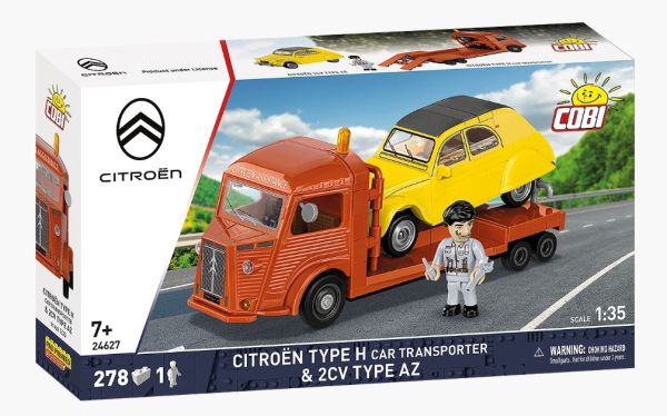 COB24627 - CITROËN Type H autotransporter met gele CITROËN 2CV Type AZ - 278 onderdelen - 1