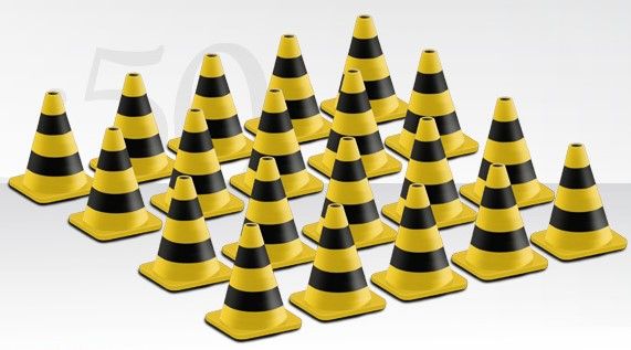 CON99823/01 - Set van 20 zwarte en gele bakenkegels - 1