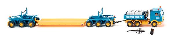 WIK050403 - MERCEDES 3850 6x4 kipper met diepbed 6 assen blauw en geel SIEFERT - 1