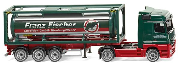 WIK053603 - MERCEDES Actros 4x2 met 3-assige aanhanger en 30-voet tankcontainer FRANZ FISCHER SPEDITION - 1