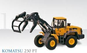 CON2440 - KOMATSU WA 250 portaalarmlader met houtgrijper, bak en vorken - 1