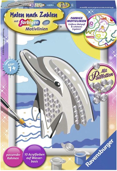 RAV284726 - Dolfijn kunstnummer met strass steentjes 13x18 cm - 1