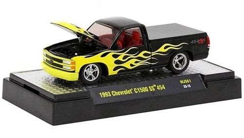 M2M-31500-MJS61 - CHEVROLET C1500 SS 454 1993 Zwart en geel THE HEARTBEAT OF AMERICA in blisterverpakking - 1
