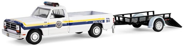 GREEN32315-A - DODGE Ram D-250 1990 Politie van Philadelphia met aanhanger uit de HOT PURSUIT-serie in blisterverpakking - 1