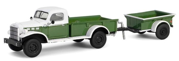 GREEN32320-A - DODGE Power Wagon 1950 met groen-witte aanhanger uit de HITCH & TOW-serie in blisterverpakking - 1