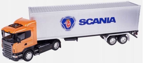 WEL32626 - SCANIA V8 R470 4x2 Oranje met 2-assige containerwagen en container - 1