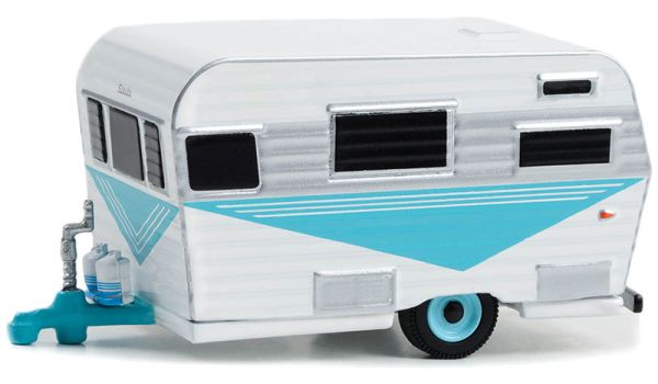 GREEN34140-B - Blauw en wit 1958 Siesta woonwagen uit de HITCHED HOMES serie in blisterverpakking - 1