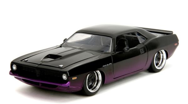 JAD35498 - PLYMOUTH Cuda 1973 zwart en paars - PINK SLIPS - 1