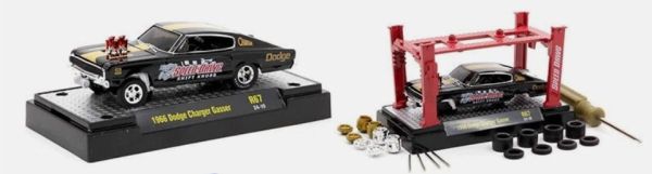 M2M-37000-67-C - DODGE Charger Gasser 1966 Zwart MODELBOUWPAKKET in blisterverpakking - 1