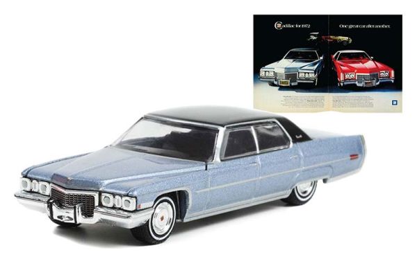 GREEN39100-D - CADILLAC Sedan deville 1972 metallic blauw uit de serie VINTAGE AD CARS in blisterverpakking - 1