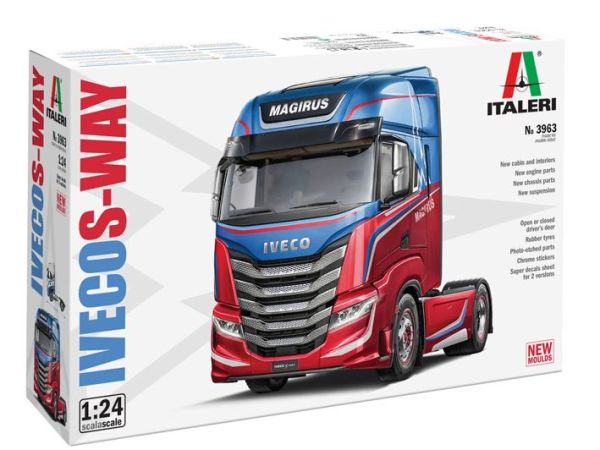 ITA3963 - IVECO S-Way 4x2 Rood en Blauw MAGIRUS Om te monteren en te schilderen - 1