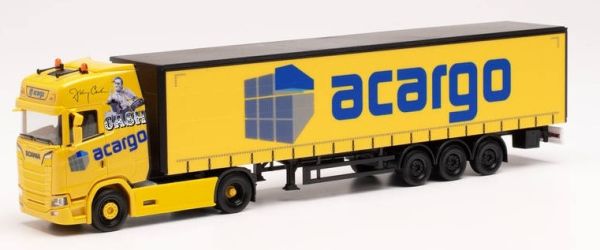 HER314763 - SCANIA CS 20 G.4x2 met zeildoek aanhangwagen 3 assen ACARGO/Johnny CASH - 1