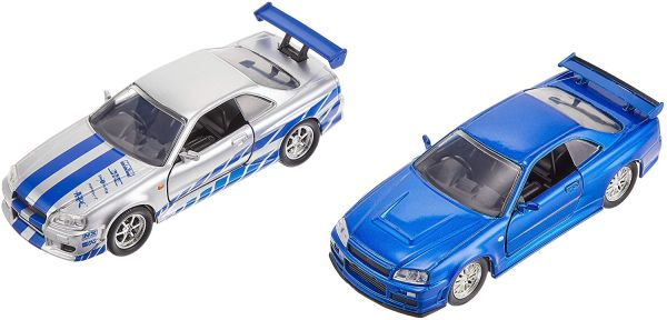 JAD31980 - Pack 2 NISSAN GTR R34 blauw en grijs Fast and Furious - 1