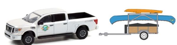 GREEN32230-A - 2019 NISSAN Titan XD PRO-4X met HITCH & TOW trailer en kano in blisterverpakking - 1