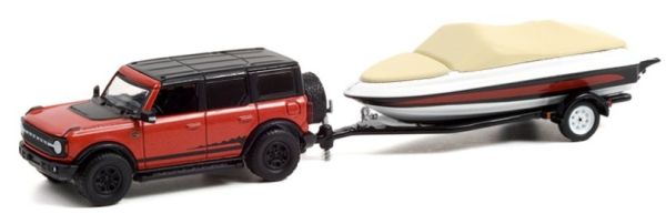 GREEN32230-D - 2021 FORD Bronco Wildtrack met HITCH & TOW trailer en boot in blisterverpakking - 1