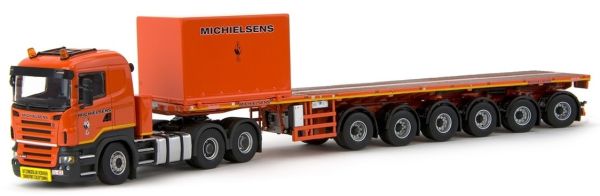 IMC33-0034 - SCANIA R5 6x4 met semi flatbed 6 assen ballasttransport voor kraan met container MICHELSEN - 1