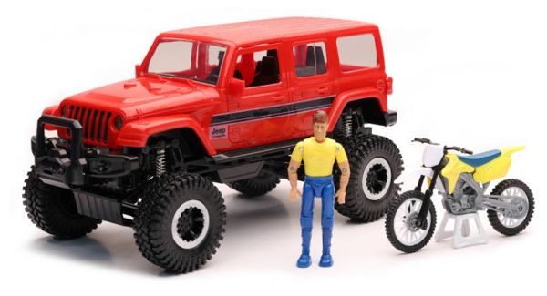 NEW37446R - JEEP Sahara rood met figuur en motorcross - 1