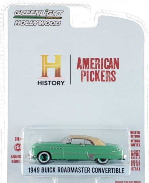 GREEN44970-DVERT - BUICK Roadmaster cabriolet met groene velgen 1949 uit de TV-serie American Pickers 2010 in blisterverpakking - 1